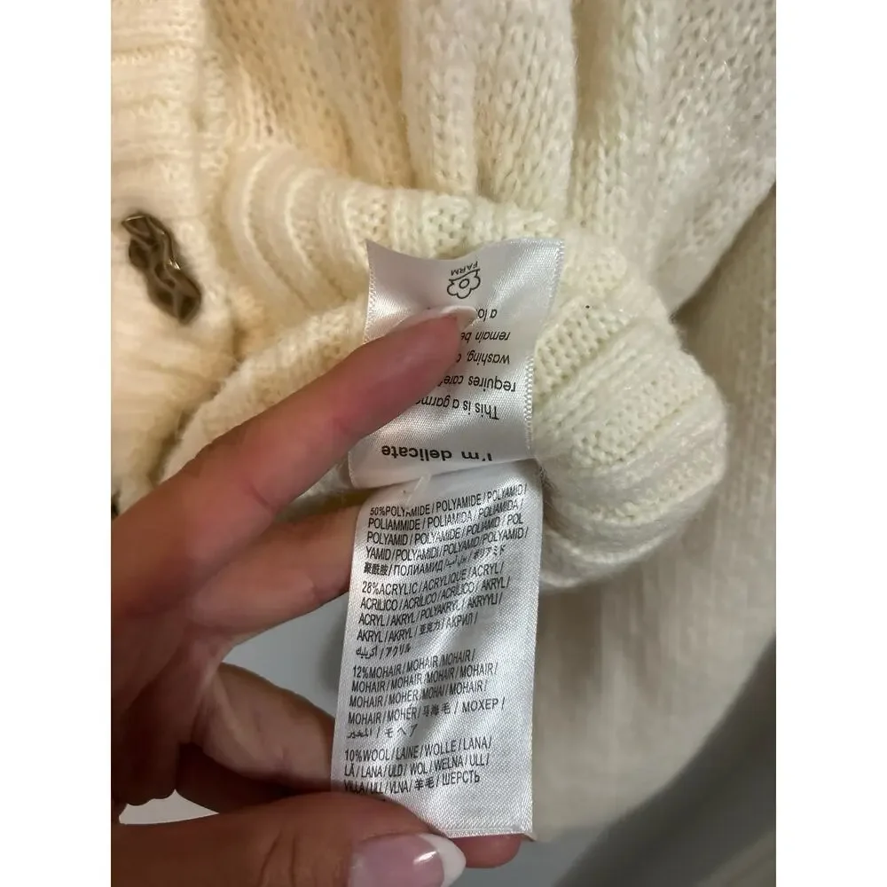 Farm Rio Bubble Knit Button Up Cardigan Ivory Women’s Medium